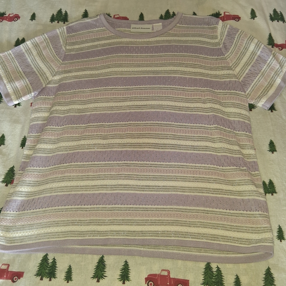 Vintage 80s/90s Alfred Dunner Womens Shortsleeve Stripped Knitted Shirt